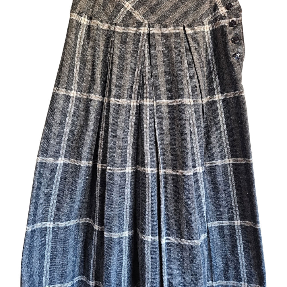 Vintage Elegant Charcoal Plaid A-Line Skirt Size 10